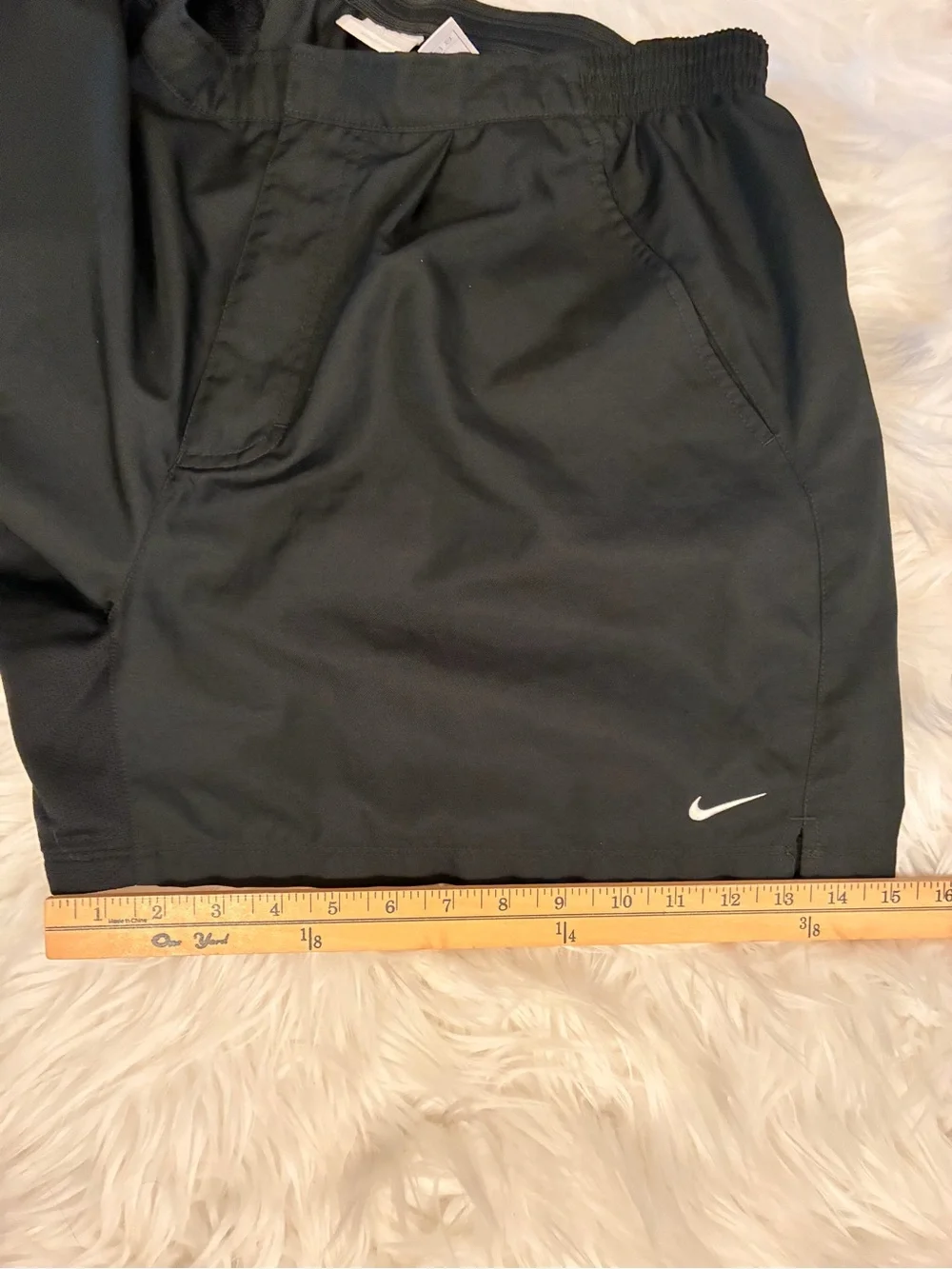Vintage Nike Challenge Court Tennis Shorts XL Black Embr Swoosh & Pocket Logo